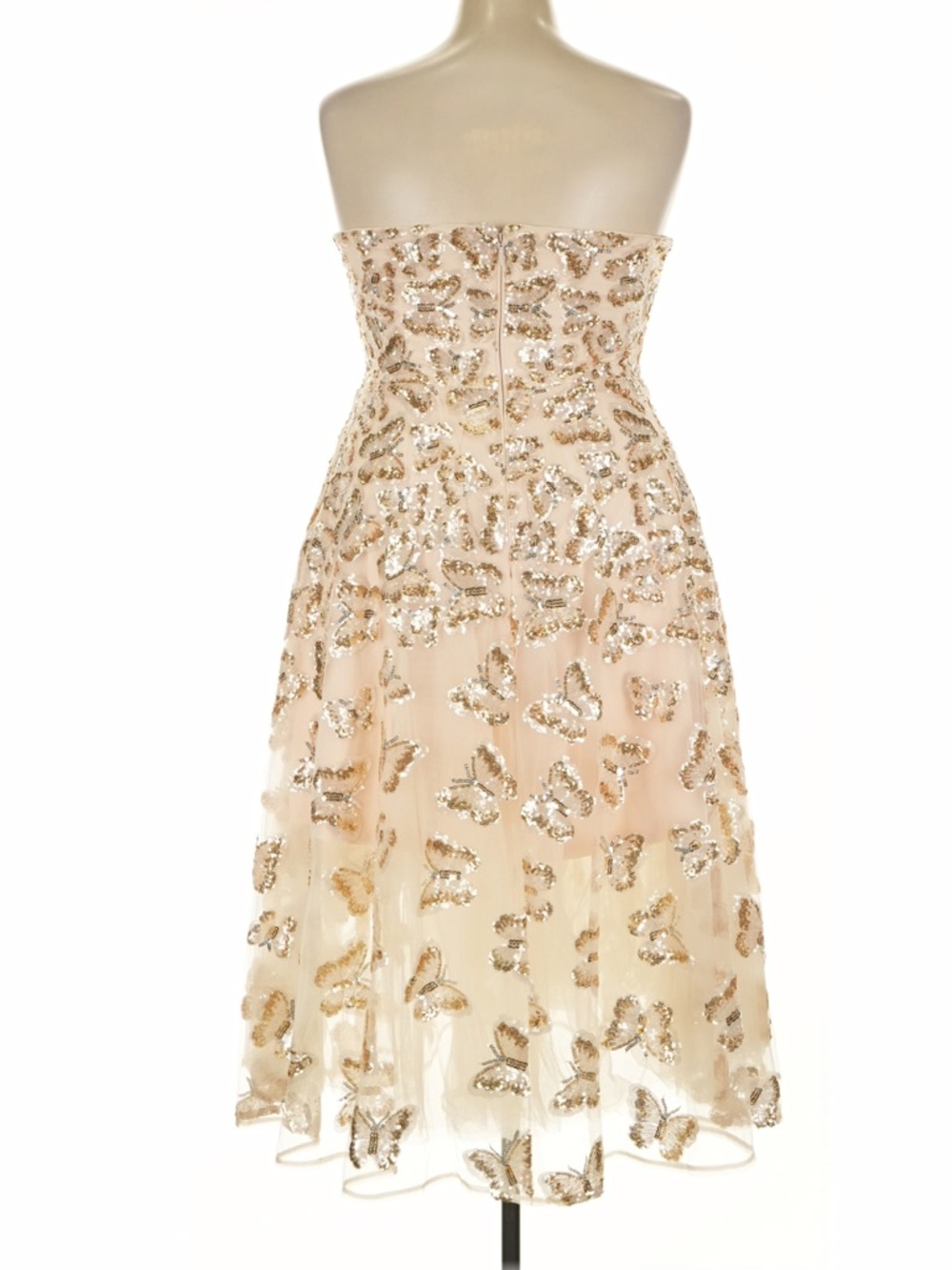 DRESS THE POPULATION•Sequin gold butterfly tulle strapless dress - Picture 3 of 7